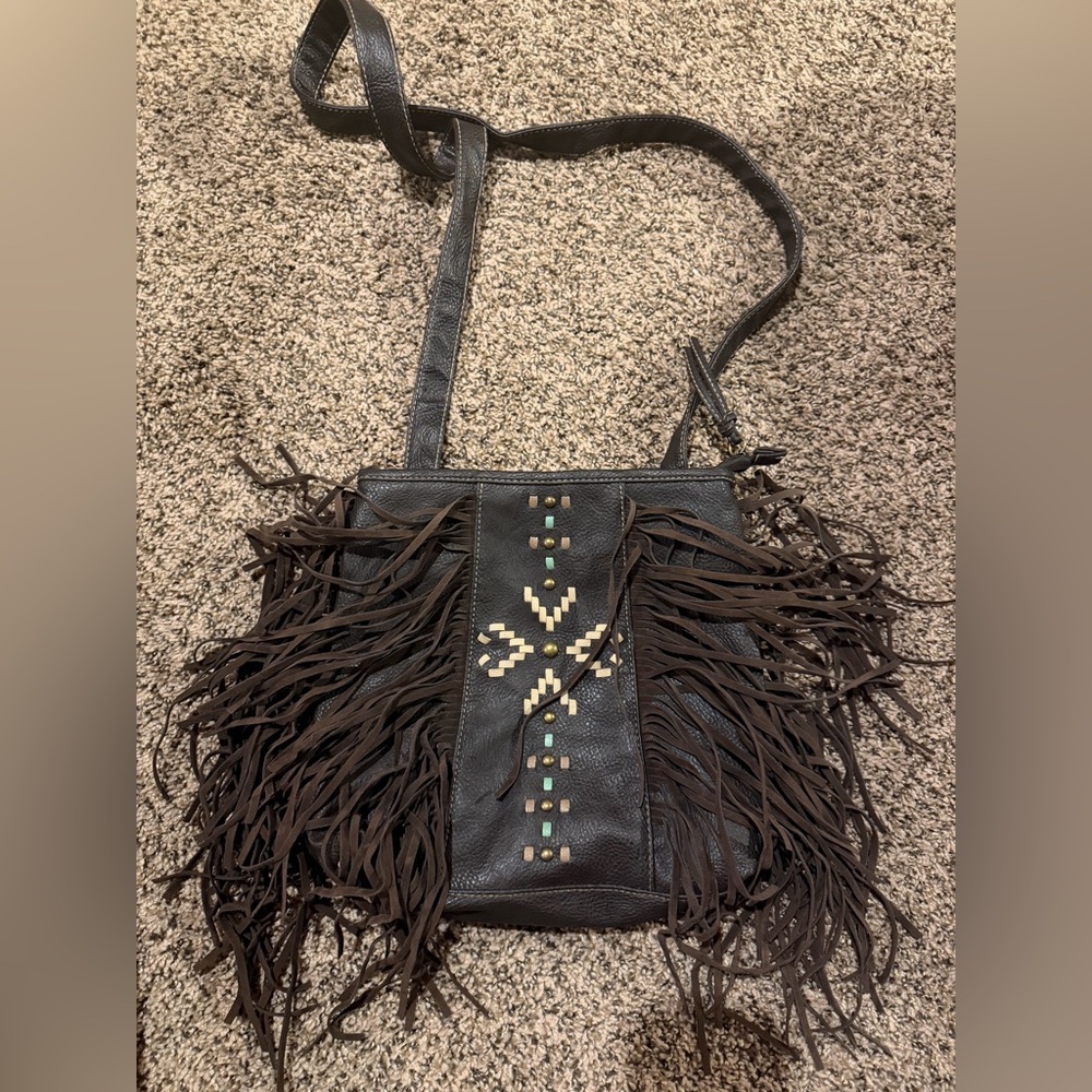 Fringe Leather Crossbody Bag